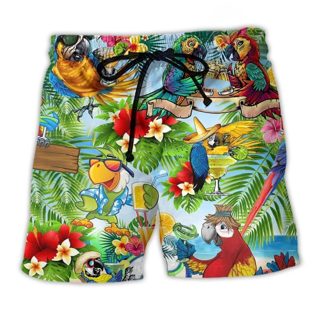 Parrot Tropical Floral Love Life - Beach Short