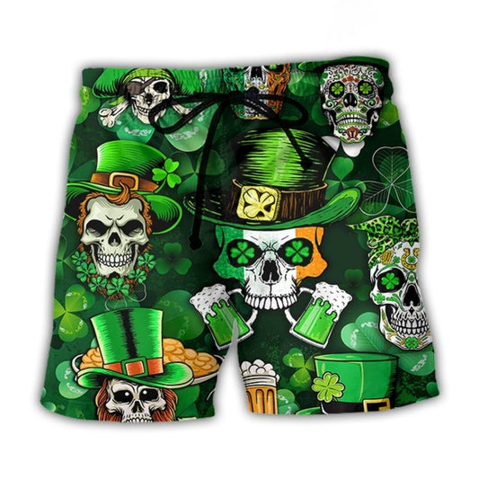 Irish Skull Green Festival Style – Beach Short