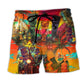 Tiki Hawaii Heart Colorful Art - Beach Short