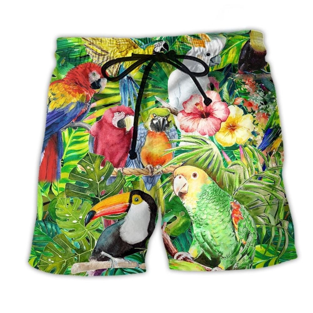 Parrot Tropical Floral Lovely Life - Beach Short