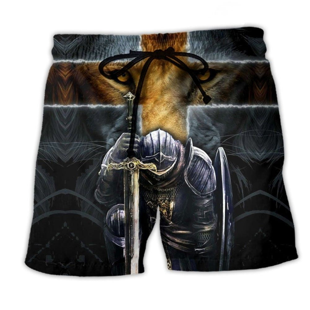Christian Warrior Lion Cross – Beach Short