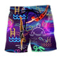 Neon Swimming With Heart Energy Art – Beach Short