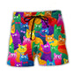 Funny Cat Colorful Playful Art – Beach Short