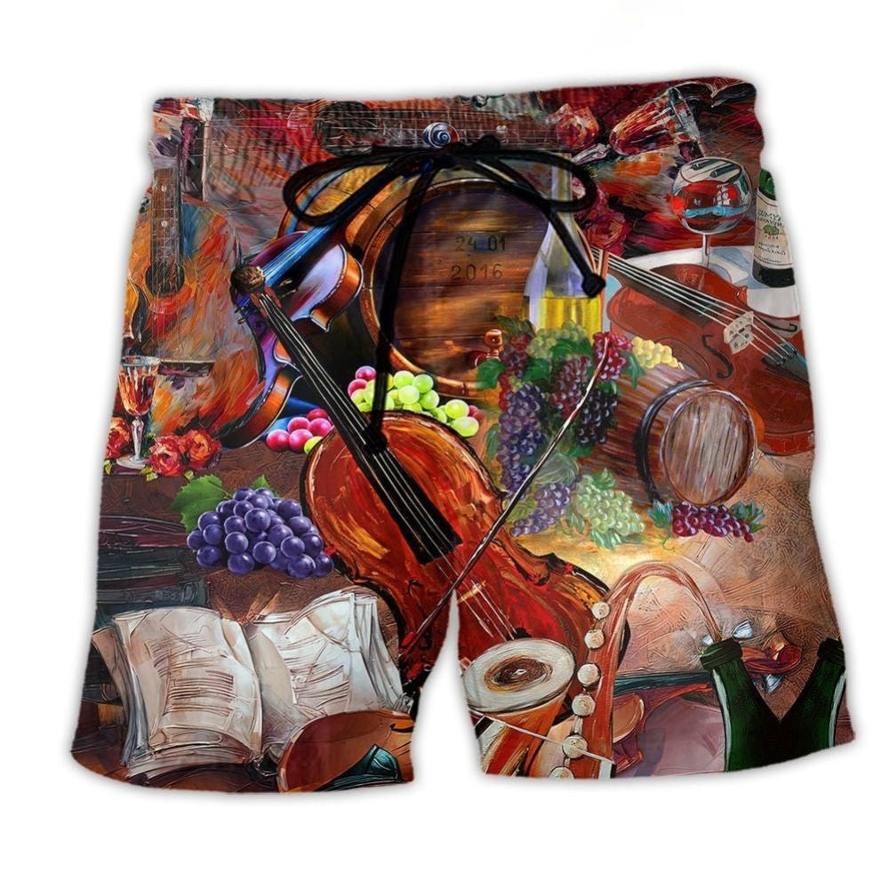 Violin Melody Silence Poetic Music Art – Beach Short