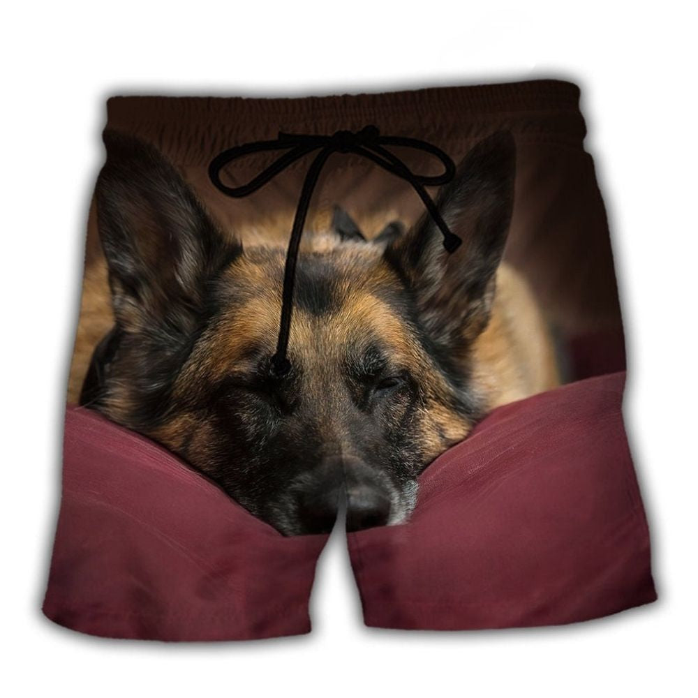 Sleepy German Shepherd Funny Dog Quote - Beach Short