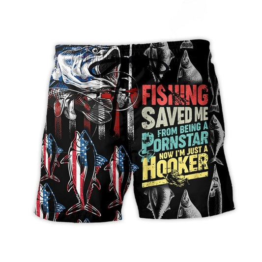 Fishing Saved Me Humor Quote – Beach Short