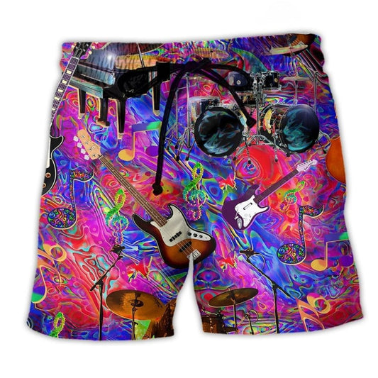 Music Is My Therapy Pink Color Style - Beach Short