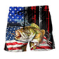 Fishing Amazing US Flag - Beach Short