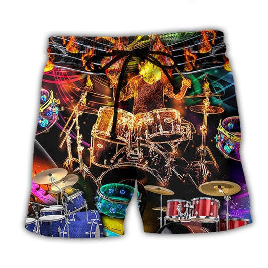 Drum Is My Life Colorful Light Art – Beach Short