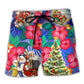Tropical Christmas Flowers Santa Art – Beach Short