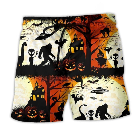 Halloween Bigfoot UFO Funny - Beach Short