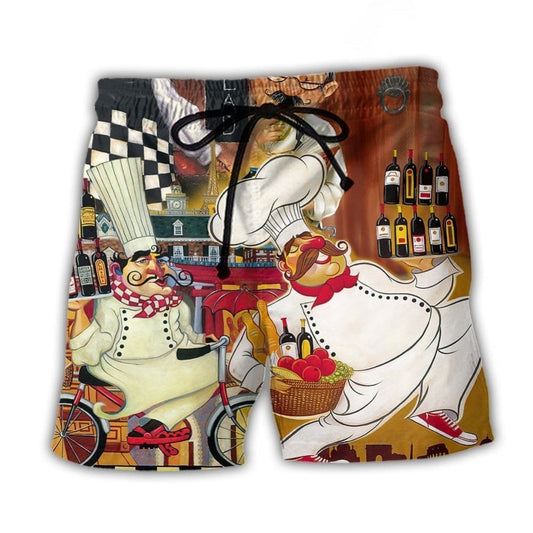 Funny Chef Cooking Vintage Dinner Time – Beach Short