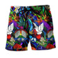Hippie Peace Love Bird Art - Beach Short