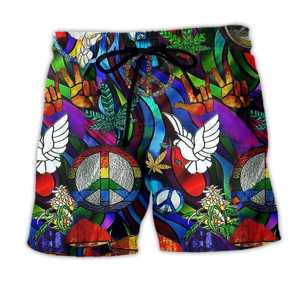 Hippie Peace Love Bird Art - Beach Short