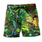 Cat Night Stars Dreamy Art - Beach Short