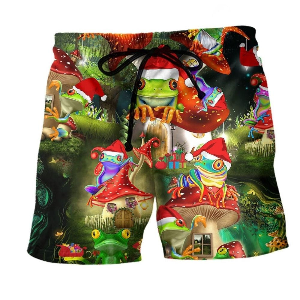 Frog Merry Christmas Fun - Beach Short