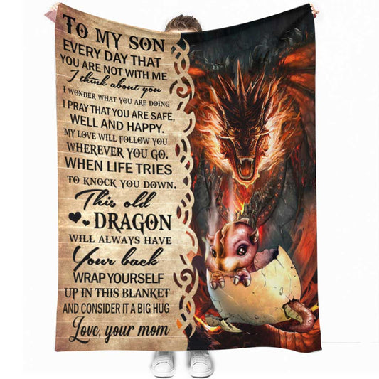 Dragon To My Son This Old 50 x 60 Inch Flannel Blanket For Cozy Bedroom And Sofa Decor