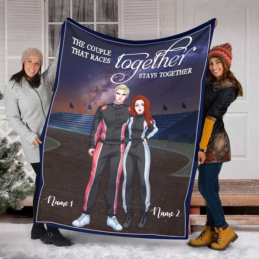 Racing Together Stays Together Personalized Flannel Blanket For Soft Bed Couch And Home Comfort