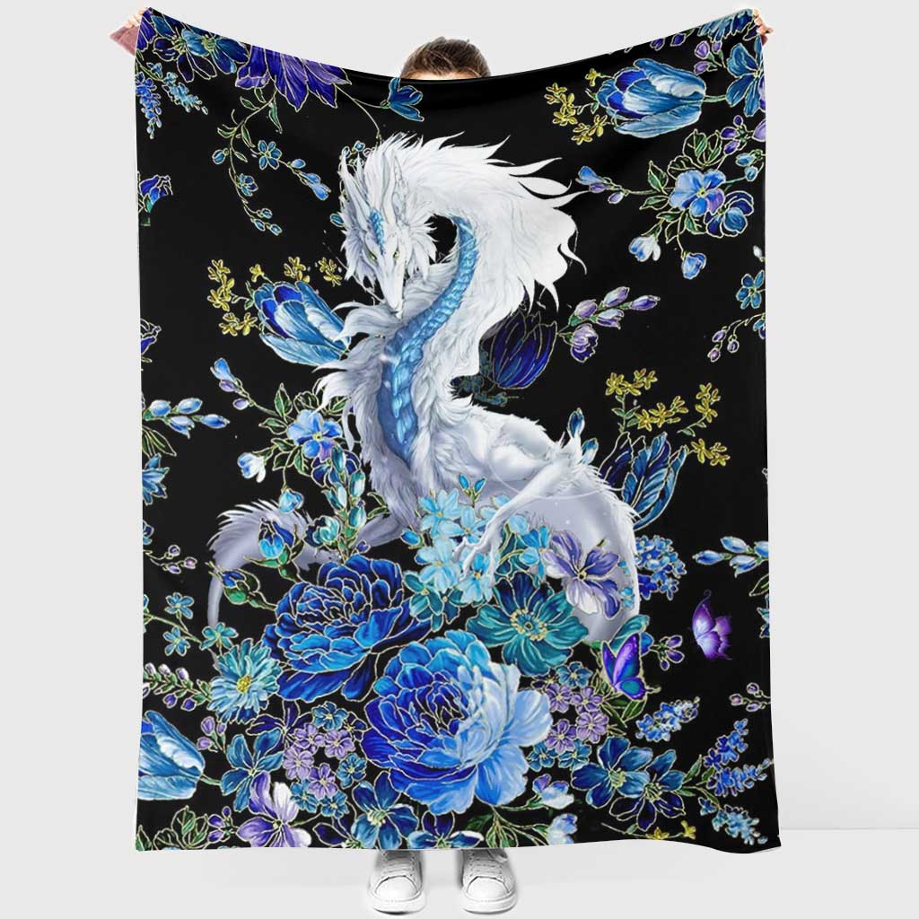 Dragon Blue And White Flannel Blanket For Living Room And Bedroom Styling