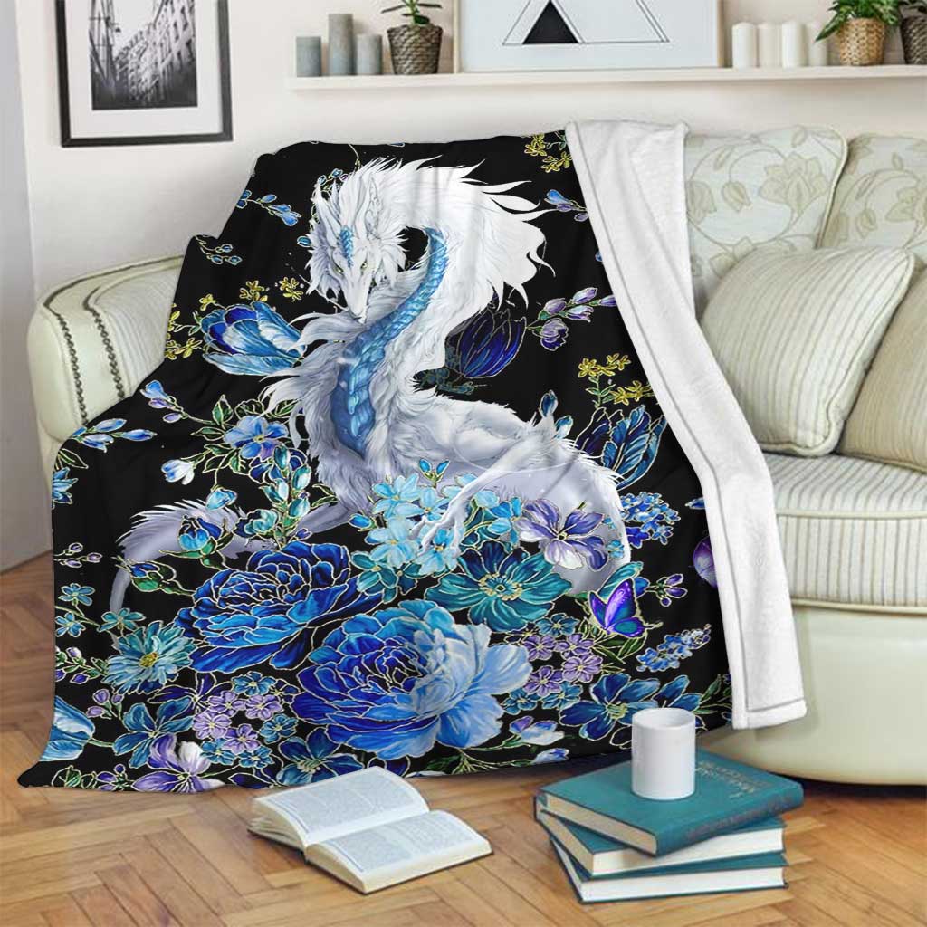 Dragon Blue And White Flannel Blanket For Relaxing At Home And Travel
