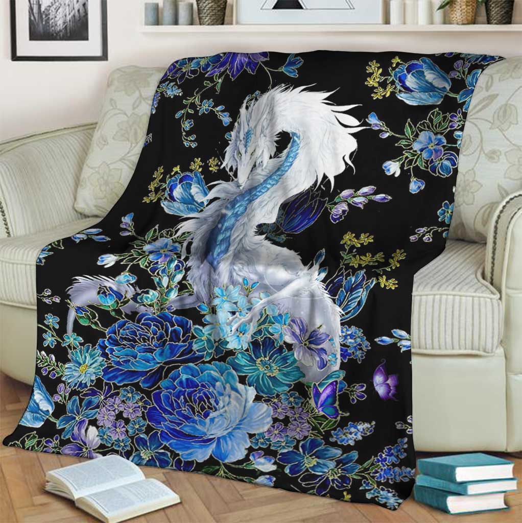 Dragon Blue And White Flannel Blanket For Bed Sofa And Reading Nook Decor