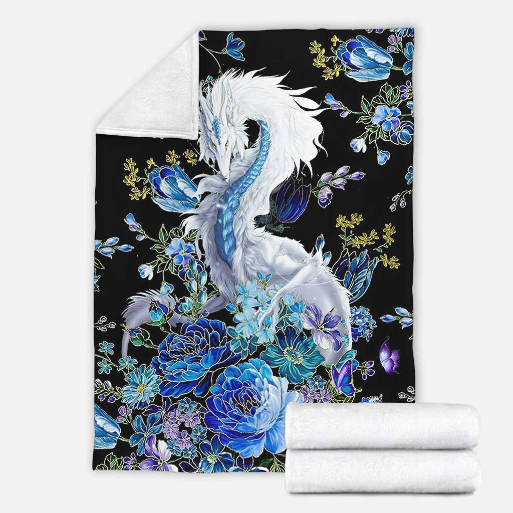 Dragon Blue And White Flannel Blanket For Cozy Home Lounging And Gifting