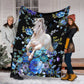 Horse Blue And White Floral Flannel Blanket For Soft Bed Couch And Home Comfort