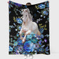 Horse Blue And White Floral Flannel Blanket For Living Room And Bedroom Styling