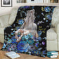 Horse Blue And White Floral Flannel Blanket For Bed Sofa And Reading Nook Decor