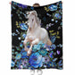 Horse Blue And White Floral Flannel Blanket For Cozy Bedroom And Sofa Decor