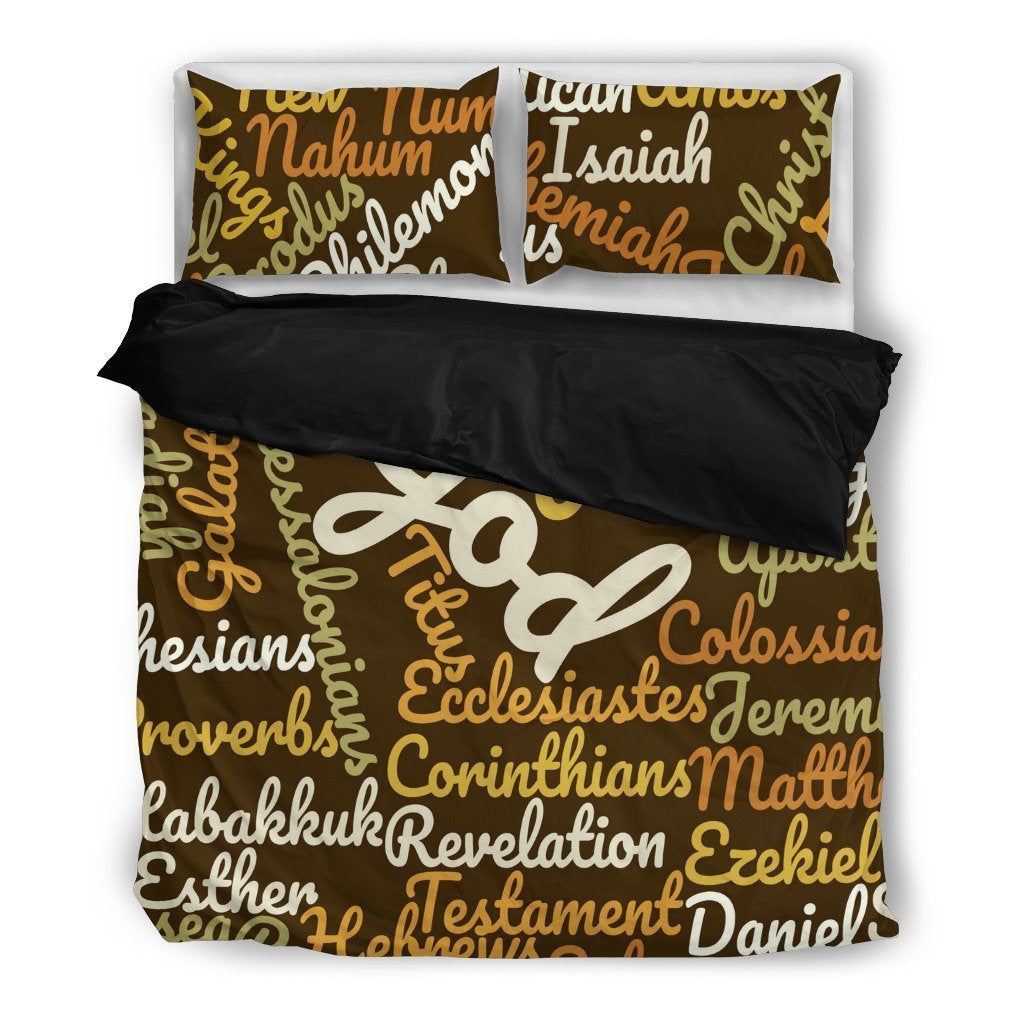 Brown Holy Bible Books Black Bedding Cover For Faith Bedroom Decor