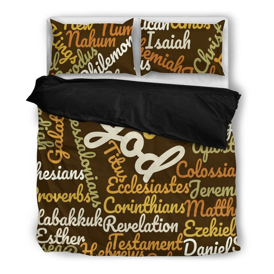 Brown Holy Bible Books Black Bedding Cover For Faith Bedroom Decor