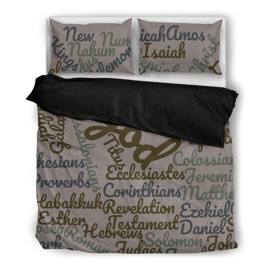 Gray Holy Bible Books Black Bedding Cover For Faith Bedroom Decor