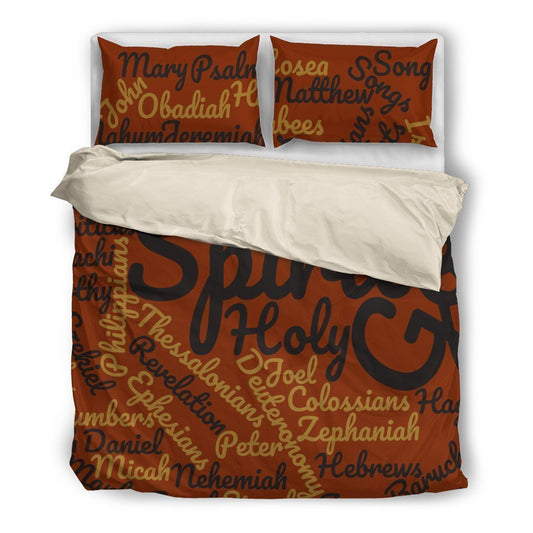 Brown Holy Bible Books Beige Bedding Cover For Faith Bedroom Decor