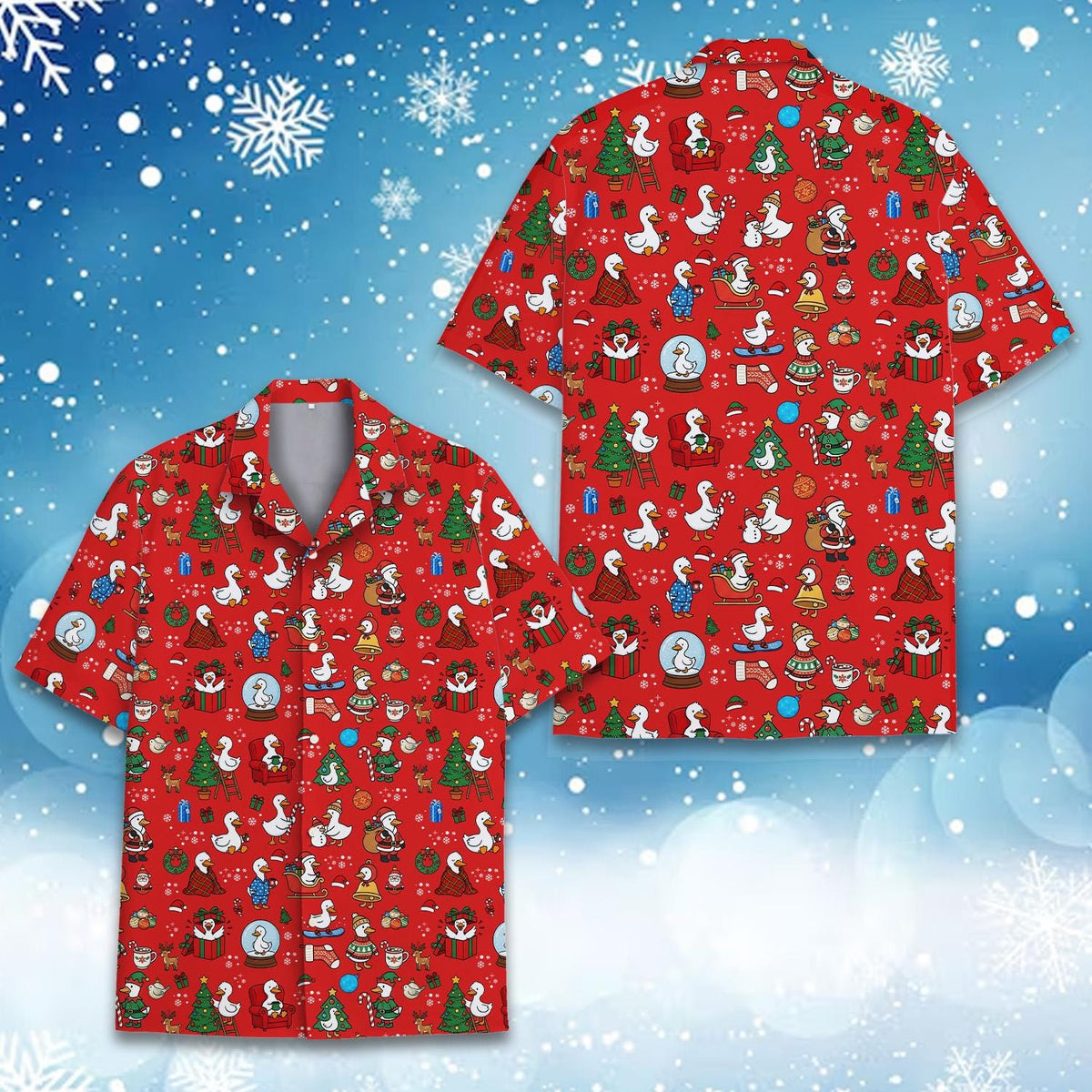 Christmas Goose Santa Tree Cute Holiday 1 – Hawaiian Shirt