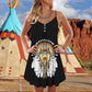 Native Wolf Peaceful Vibes – Women's Summer Sleeveless V-Neck Camisole Dress