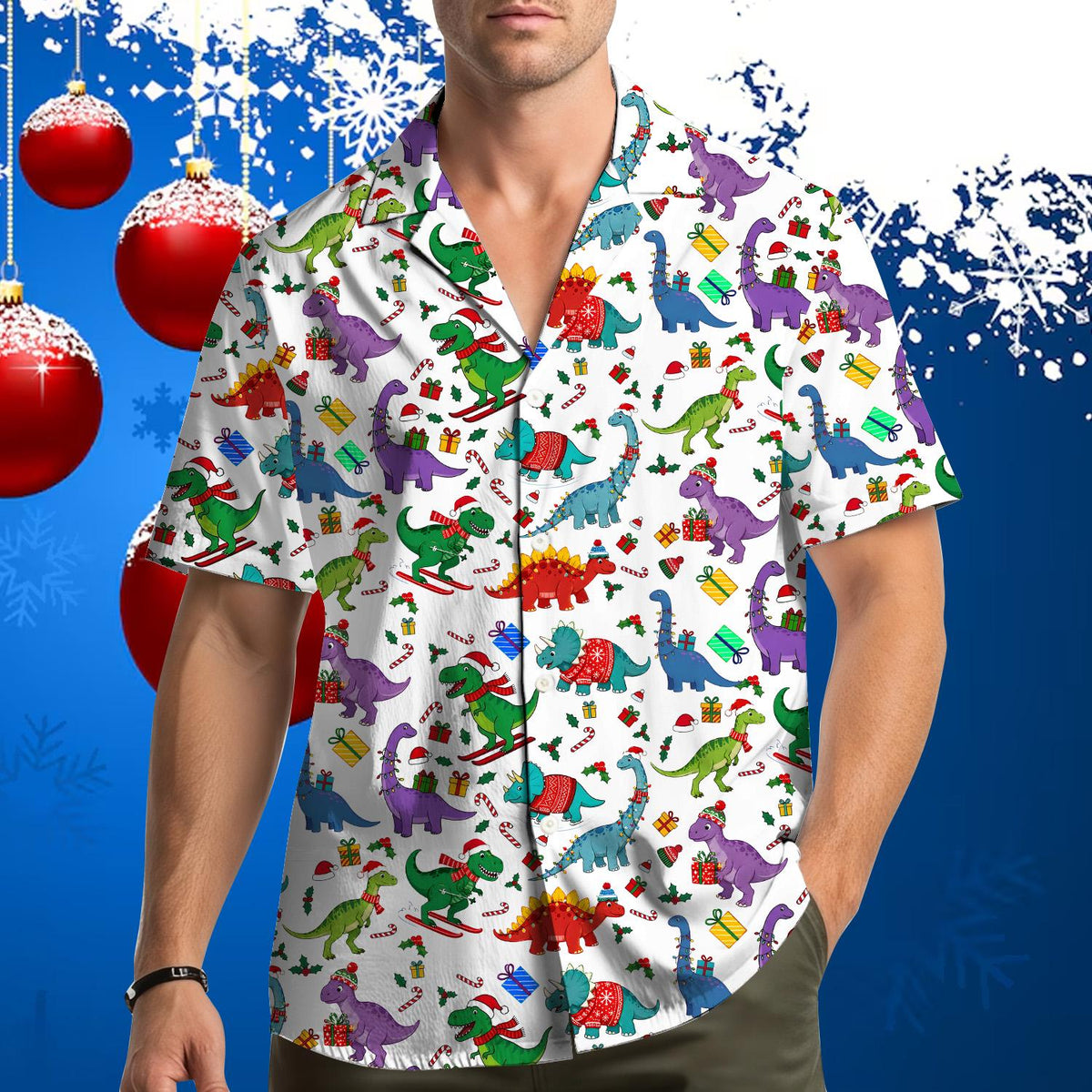 Christmas Dinosaur Funny Dino Holiday Party 1 – Hawaiian Shirt