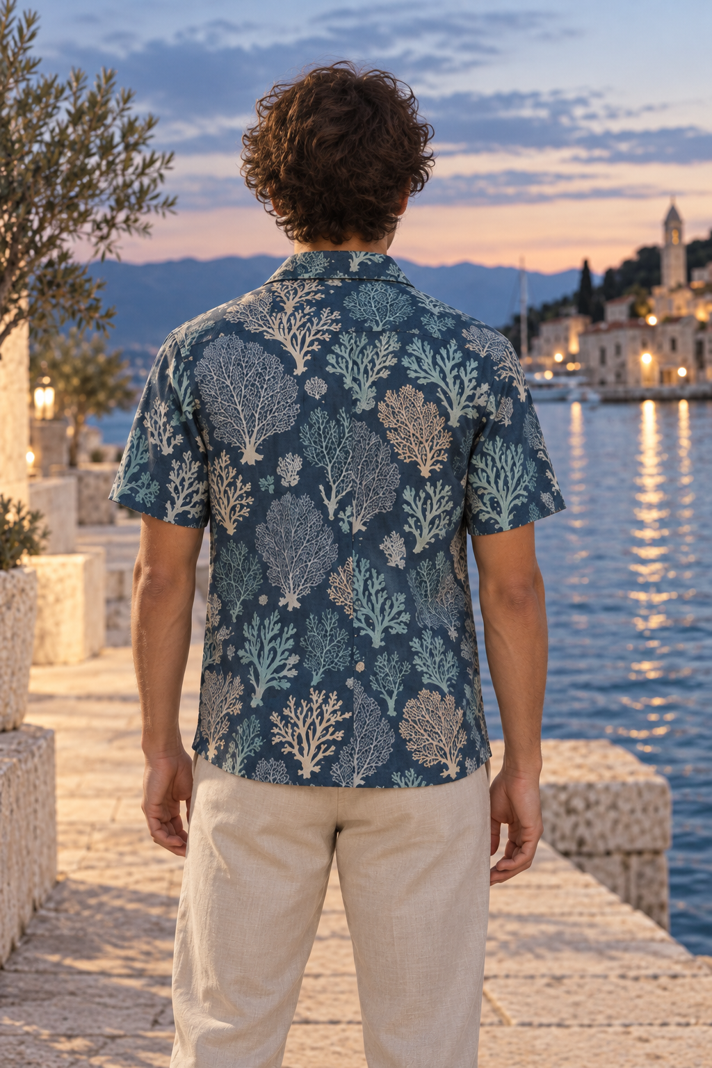 Men's Afterglow Blue Hour Reef Hawaiian Shirt – Ink blue