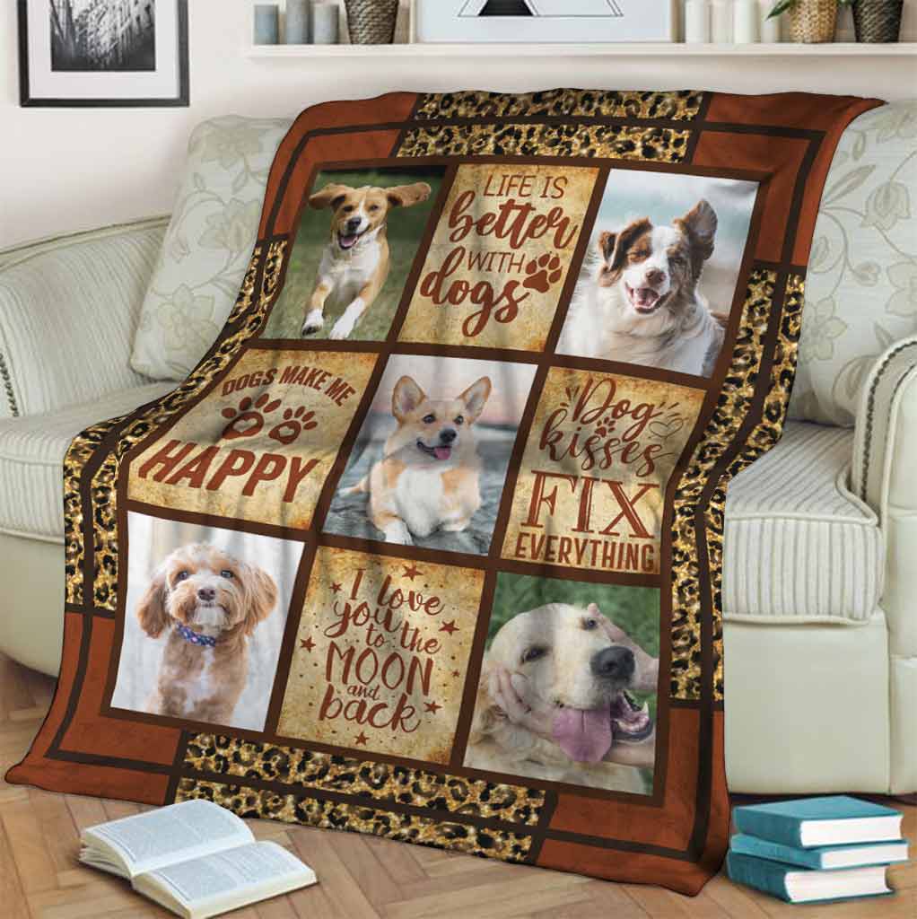 Dog Lover Life Is Better With Dogs Flannel Blanket For Bed Sofa And Reading Nook Decor