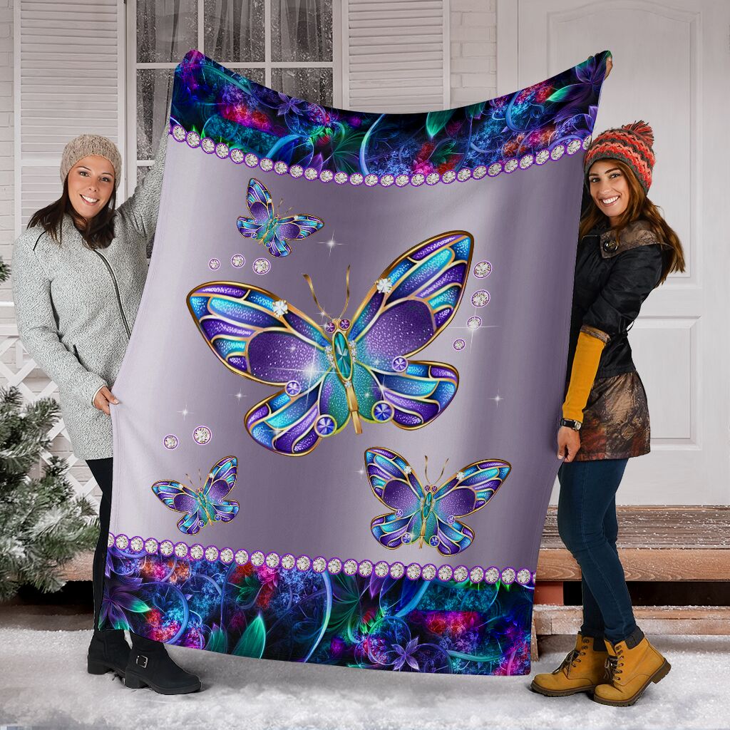 Butterfly Metal Pattern Flannel Blanket For Bedroom Couch And Daily Comfort