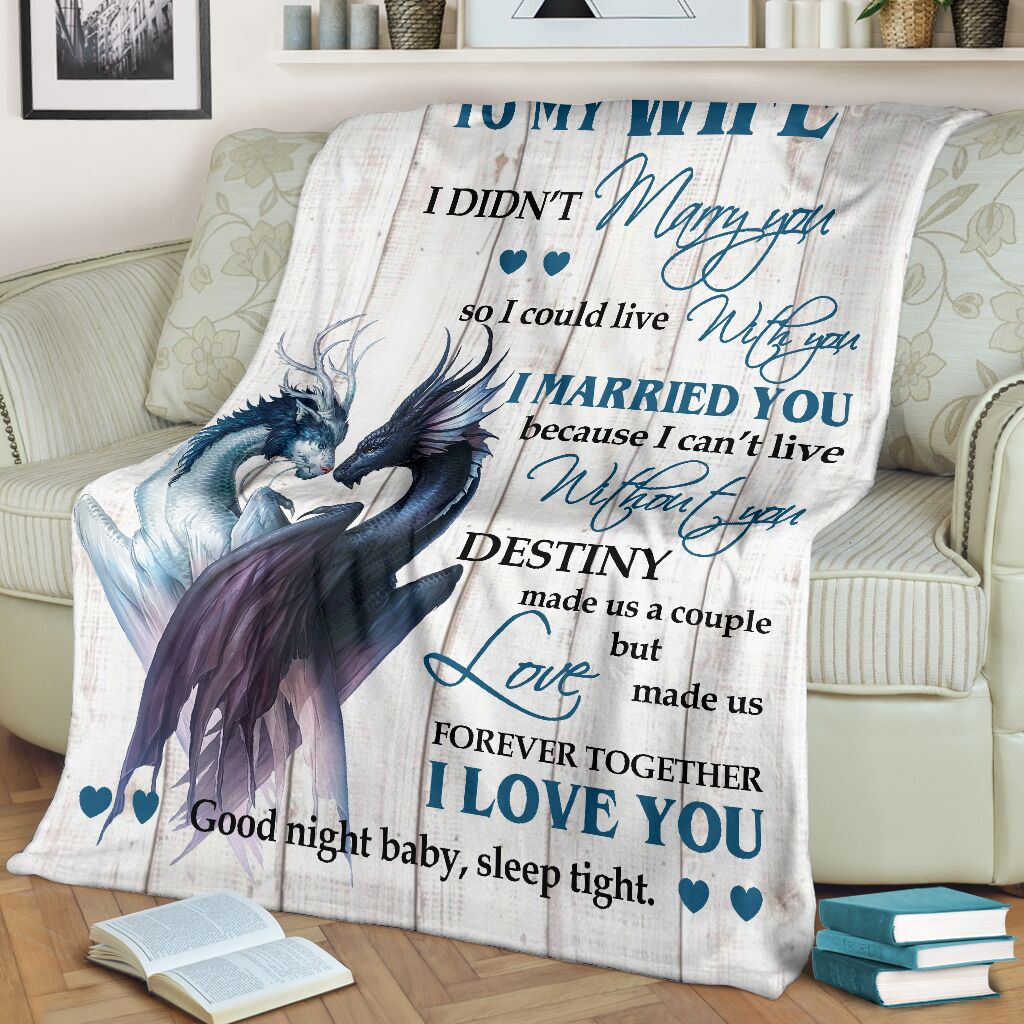 Dragon To My Gorgeous Wife Flannel Blanket For Living Room And Bedroom Styling
