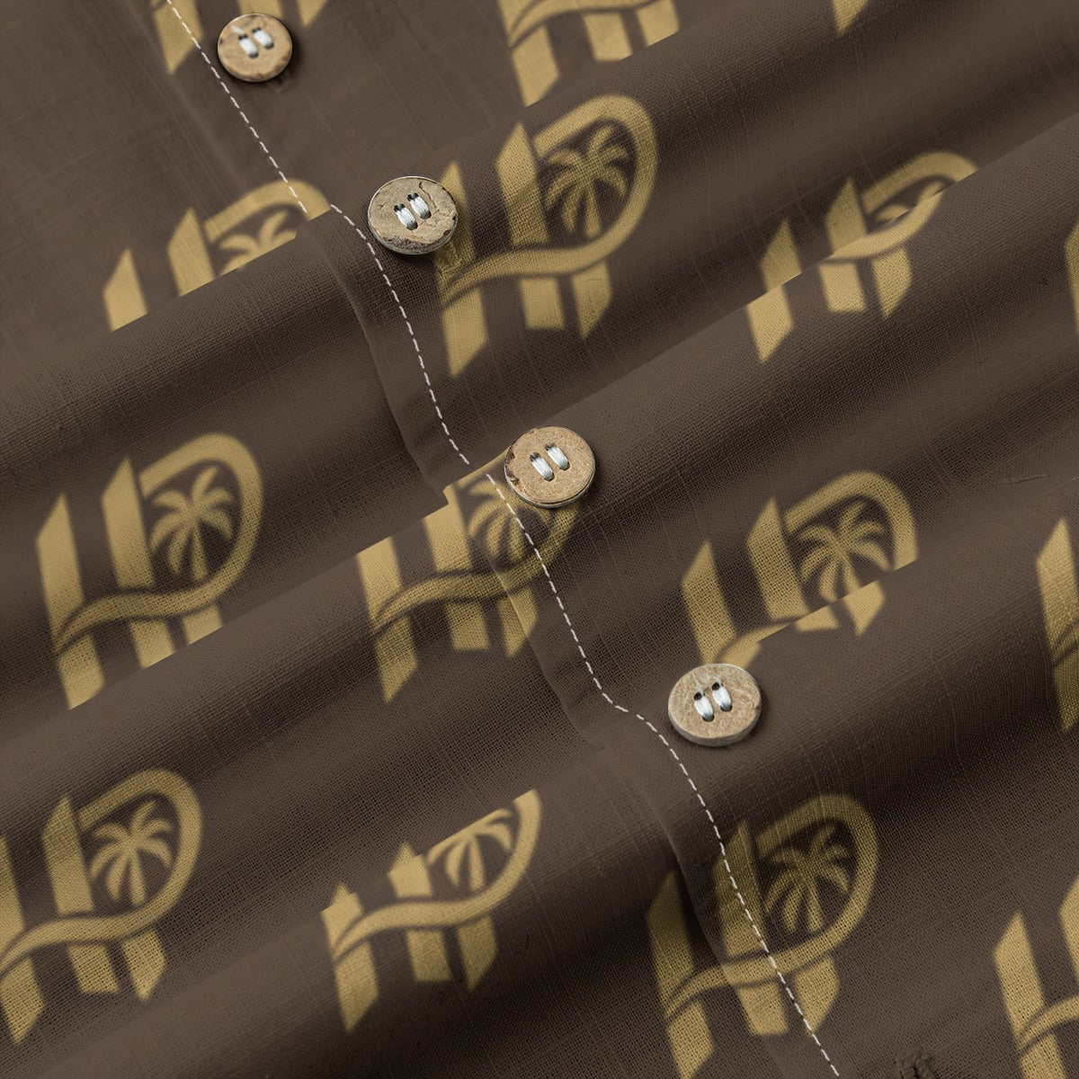 HP Palm Monogram Hawaiian Shirt – Brown & Gold