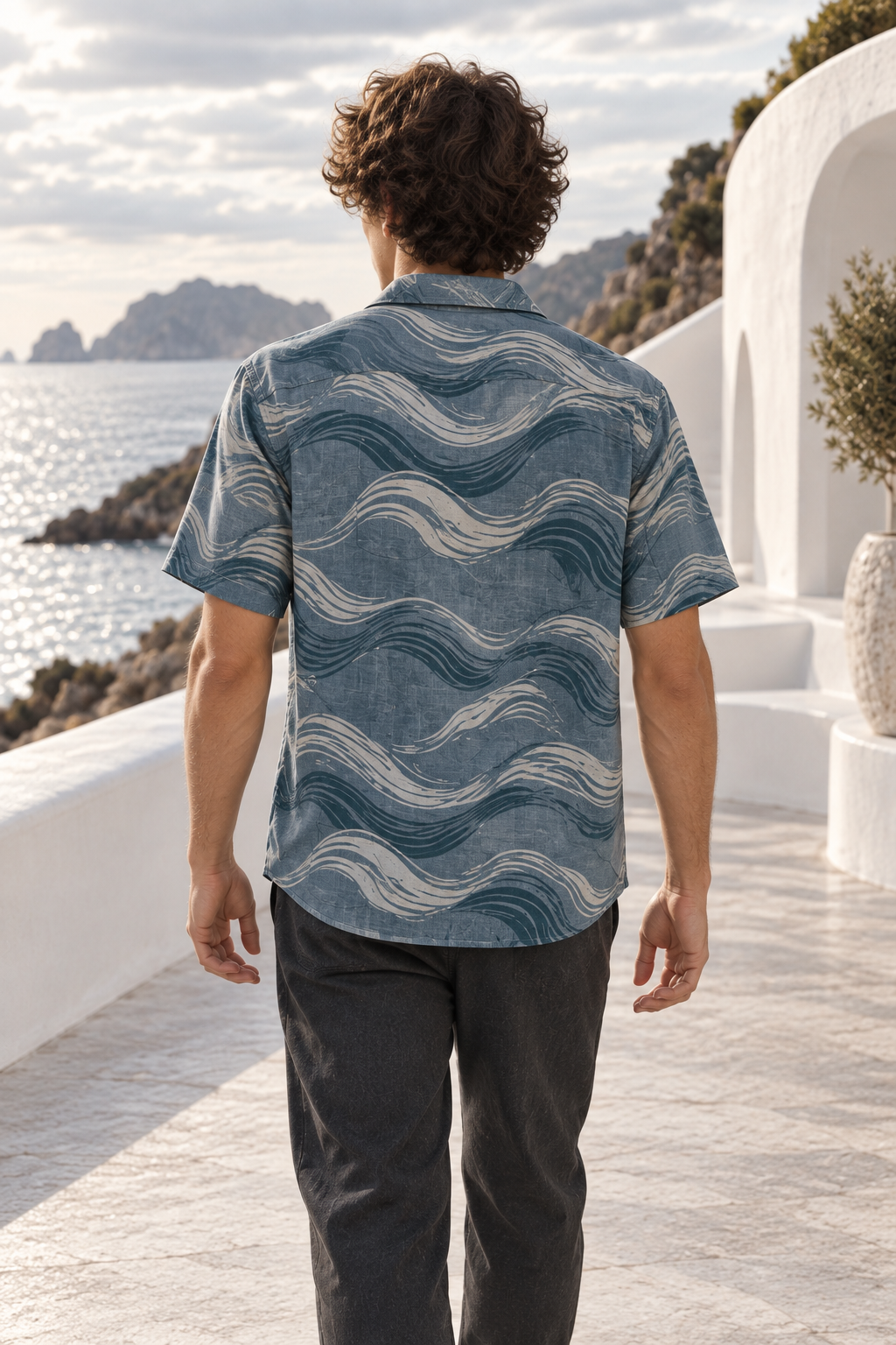 Men's Afterglow Moonlit Current Hawaiian Shirt – Slate blue