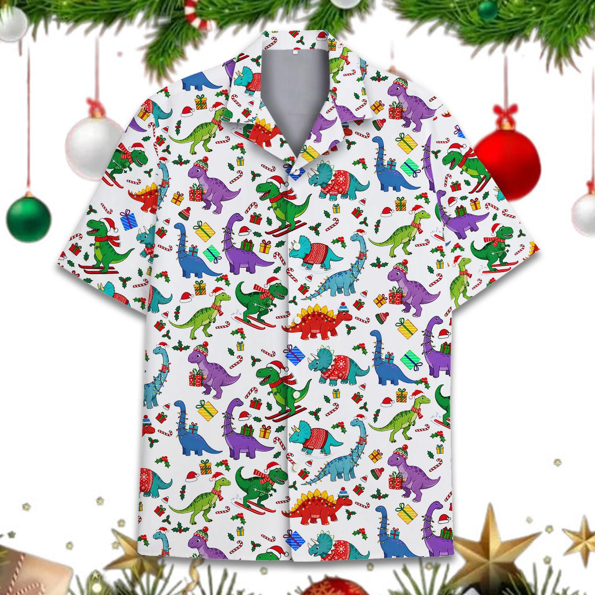 Christmas Dinosaur Funny Dino Holiday Party 1 – Hawaiian Shirt