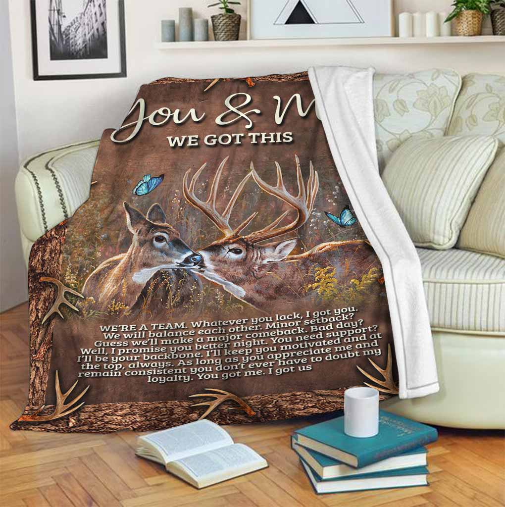 Hunting Deer You And Me Flannel Blanket For Soft Bed Couch And Home Comfort