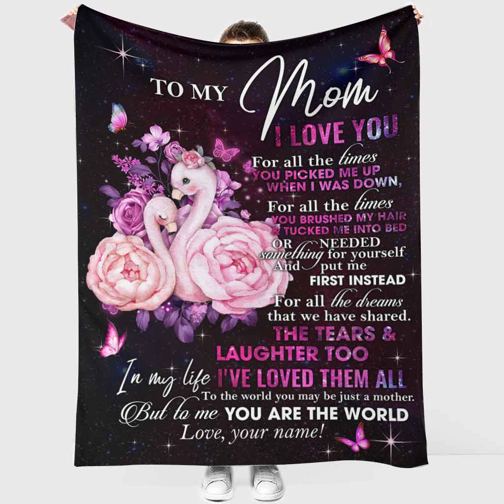 Flamingo To My Mom I Love You The World Personalized Flannel Blanket For Living Room And Bedroom Styling