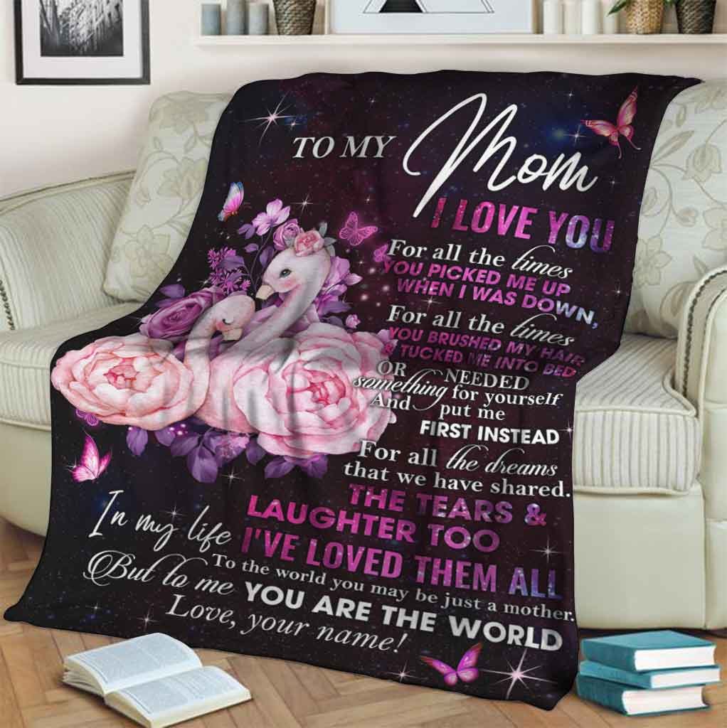 Flamingo To My Mom I Love You The World Personalized Flannel Blanket For Bed Sofa And Reading Nook Decor