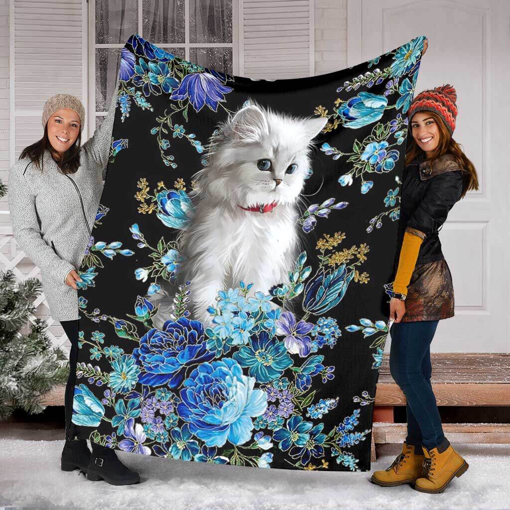 Cat Blur Floral Cats Flannel Blanket For Cozy Home Lounging And Gifting