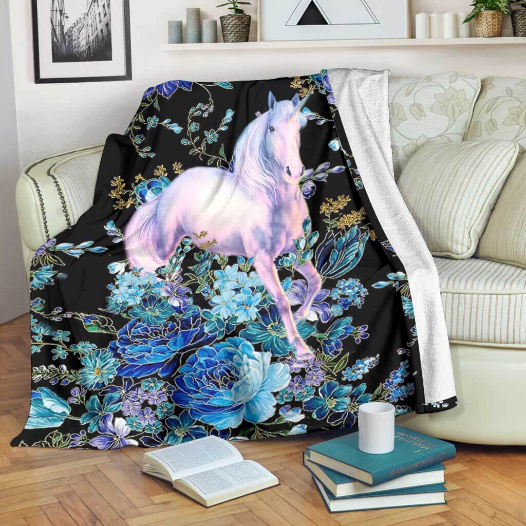 Unicorn Floral Unicorns Flannel Blanket For Relaxing At Home And Travel