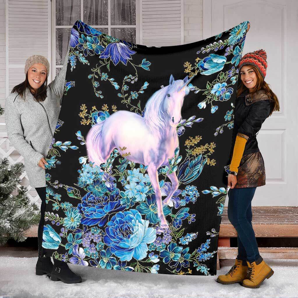 Unicorn Floral Unicorns Flannel Blanket For Soft Bed Couch And Home Comfort